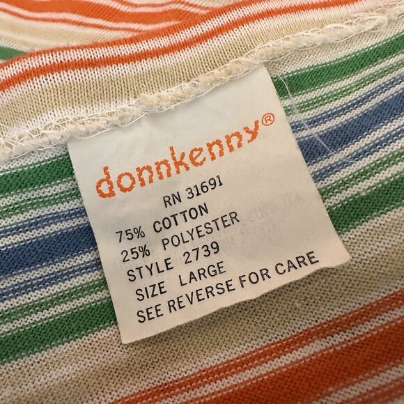 vintage 70s Donnykenny Stripe  Boat Neck Top size Large - Picture 6 of 6